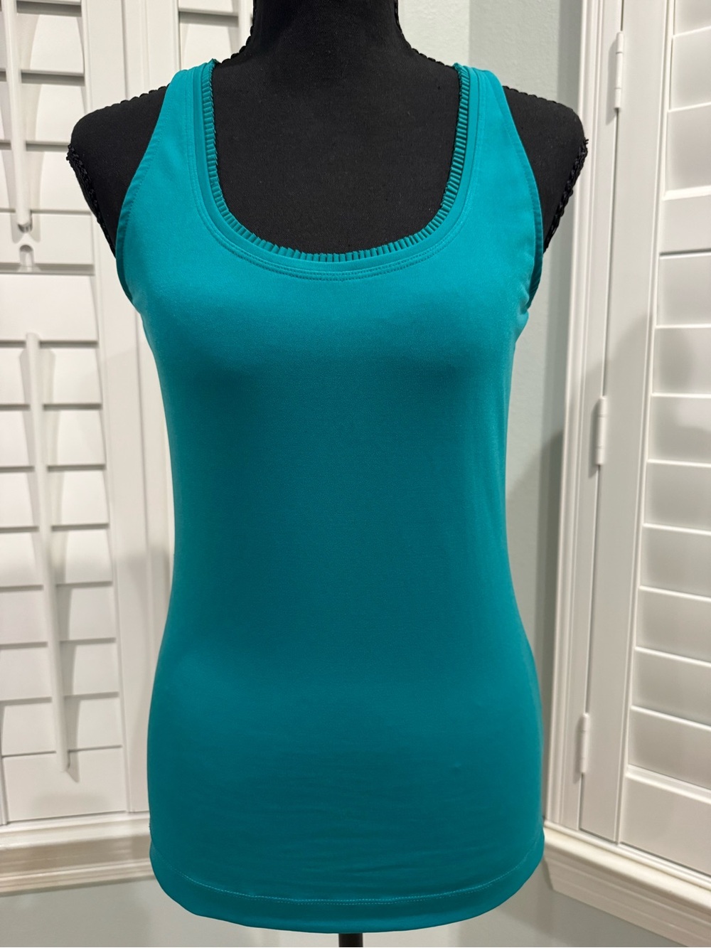 The Limited Teal Scoop Neck Tank with Pleat Detail